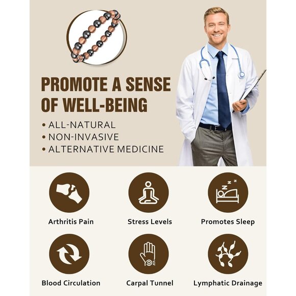 Stylish 99.99% Copper Magnetic Bracelet with Elegant Pouch - Wellness Gift - Picture 3 of 6